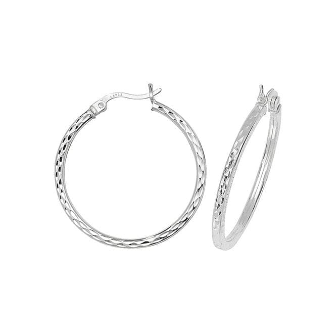 Silver 25mm Dia Cut Hoop Earrings G5719Acotis Silver JewelleryTH - G5719