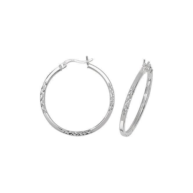 Silver 25mm Dia Cut Hoop Earrings G5725Acotis Silver JewelleryTH - G5725