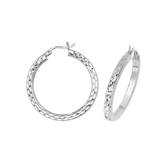 Silver 25mm Dia Cut Hoop Earrings G5733Acotis Silver JewelleryTH - G5733