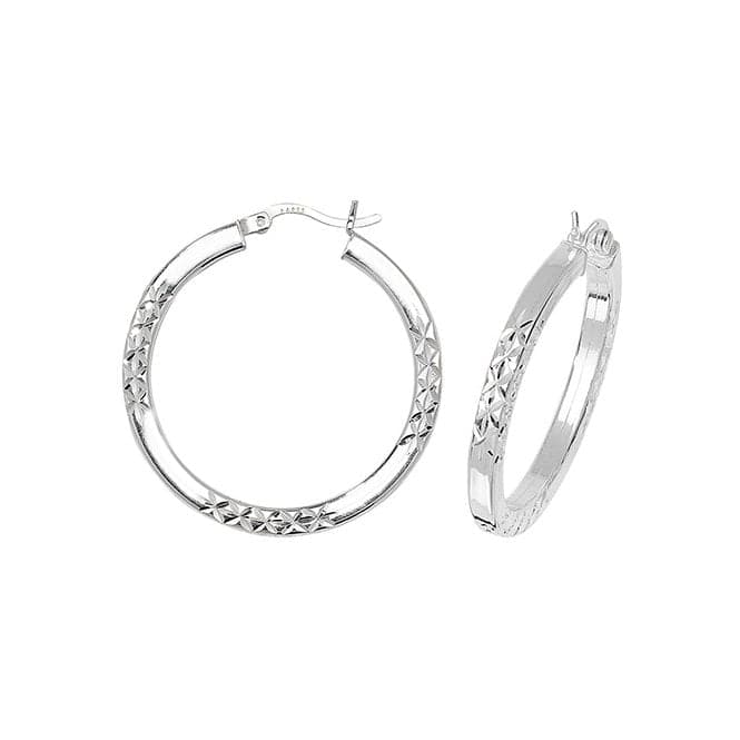 Silver 25mm Dia Cut Hoop Earrings G5737Acotis Silver JewelleryTH - G5737