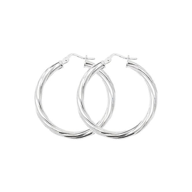 Silver 25mm Twisted Hoop Earrings G5102Acotis Silver JewelleryTH - G5102