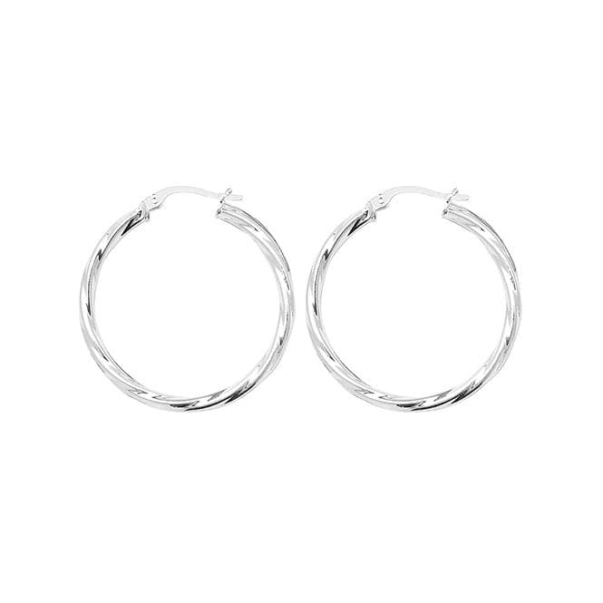Silver 25mm Twisted Hoop Earrings G5977Acotis Silver JewelleryTH - G5977