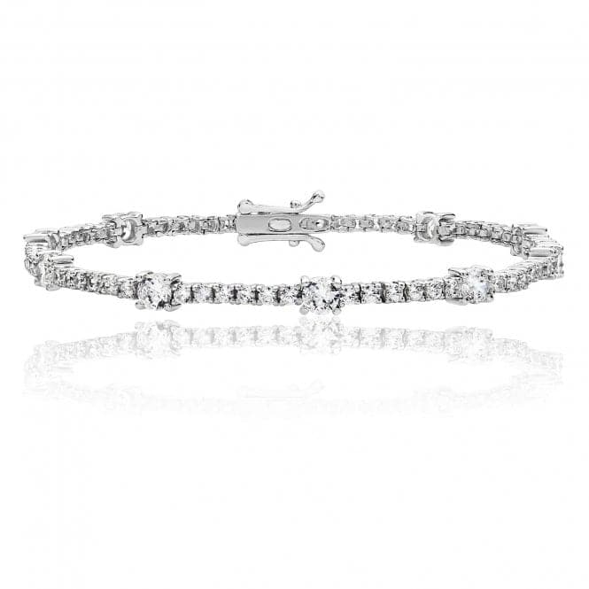 Silver 2mm 4mm Round Combo Cubic Zirconia Line Bracelet SBG0018Silver & CoSBG0018