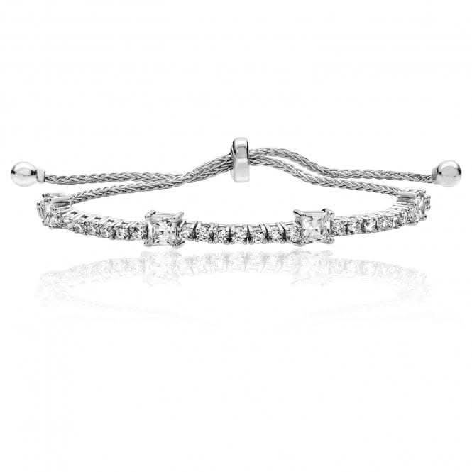 Silver 2mm 4mm Square Claw Set Pull Cubic Zirconia Bracelet SBG0023Silver &amp; CoSBG0023