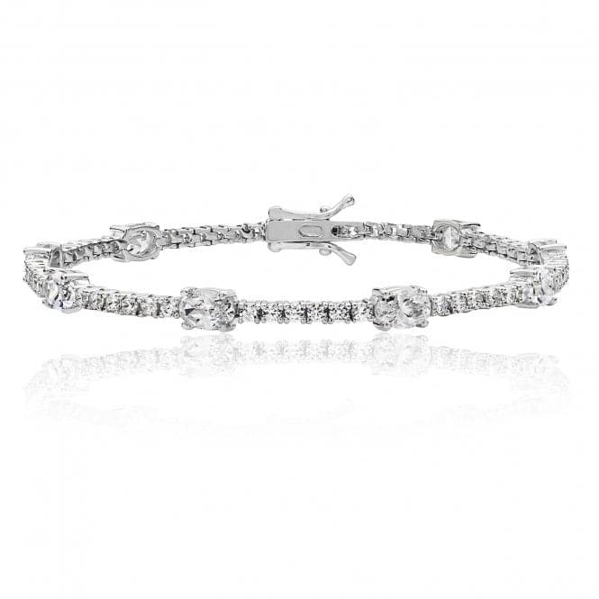 Silver 2mm Round 6X4 Oval Cubic Zirconia Combo Line Bracelet SBG0019Silver & CoSBG0019