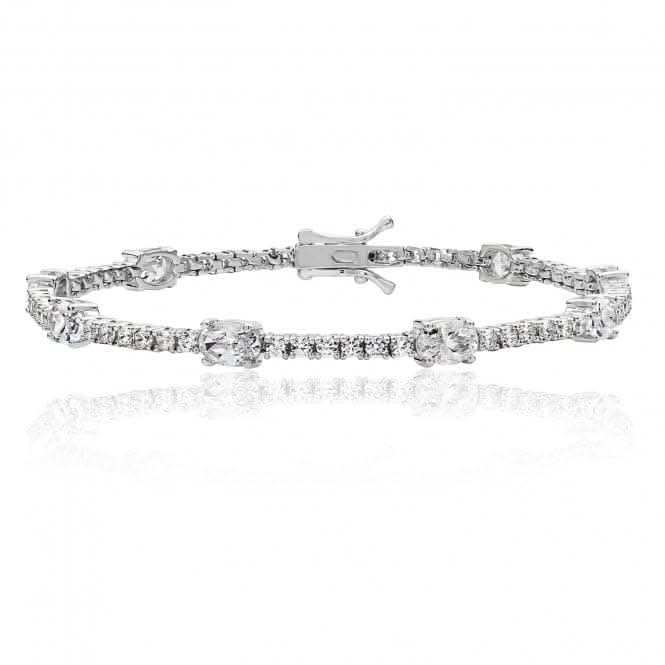 Silver 2mm Round 6X4 Oval Cubic Zirconia Combo Line Bracelet SBG0019Silver &amp; CoSBG0019