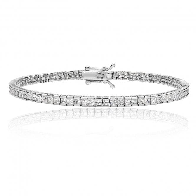 Silver 2mm Square End Set Cubic Zirconia Line Bracelet SBG0012Silver & CoSBG0012