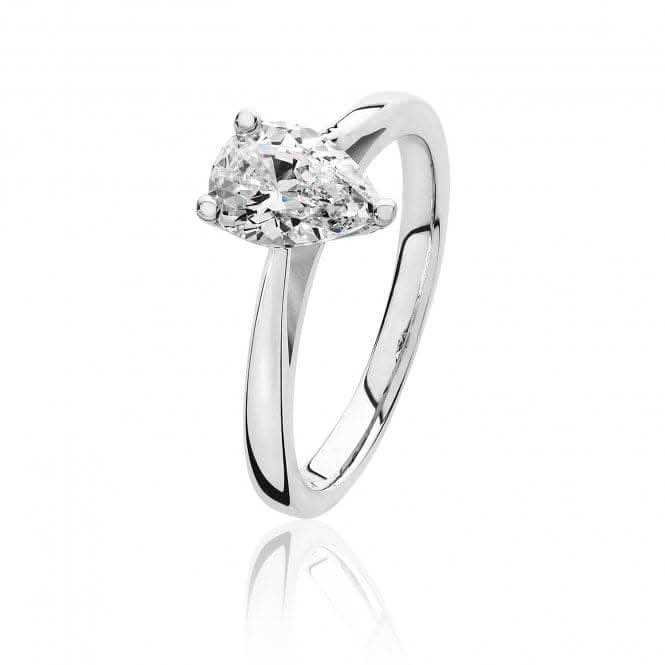 Silver 3 Claw Set 8x6mm Pear Shape Cubic Zirconia Ring SRG0093CZSilver &amp; CoSRG0093CZ/J