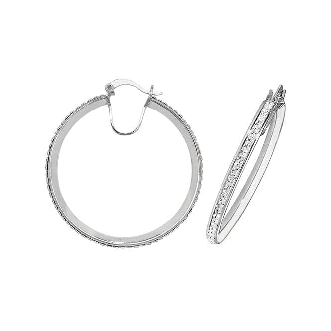 Silver 30mm Crystal Hoop Earrings G51019Acotis Silver JewelleryTH - G51019