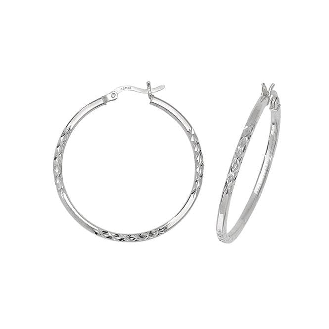 Silver 30mm Dia Cut Hoop Earrings G5726Acotis Silver JewelleryTH - G5726