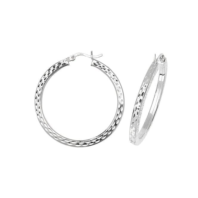 Silver 30mm Dia Cut Hoop Earrings G5734Acotis Silver JewelleryTH - G5734