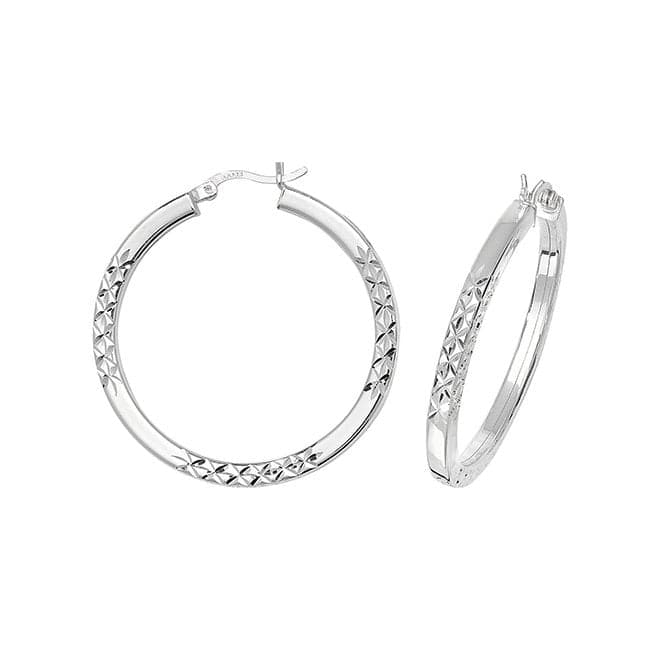 Silver 30mm Dia Cut Hoop Earrings G5738Acotis Silver JewelleryTH - G5738