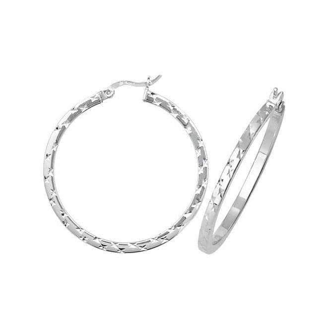 Silver 30mm Dia Cut Hoop Earrings G5867Acotis Silver JewelleryTH - G5867