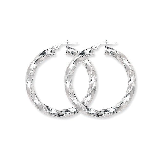 Silver 30mm Dia Cut Twisted Hoop Earrings G5185Acotis Silver JewelleryTH - G5185