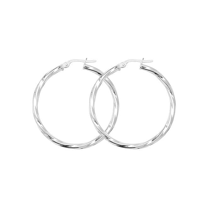 Silver 30mm Twisted Hoop Earrings G5978Acotis Silver JewelleryTH - G5978