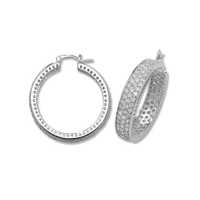 Silver 30mm Zirconia Hoop Earrings G5287Acotis Silver JewelleryTH - G5287