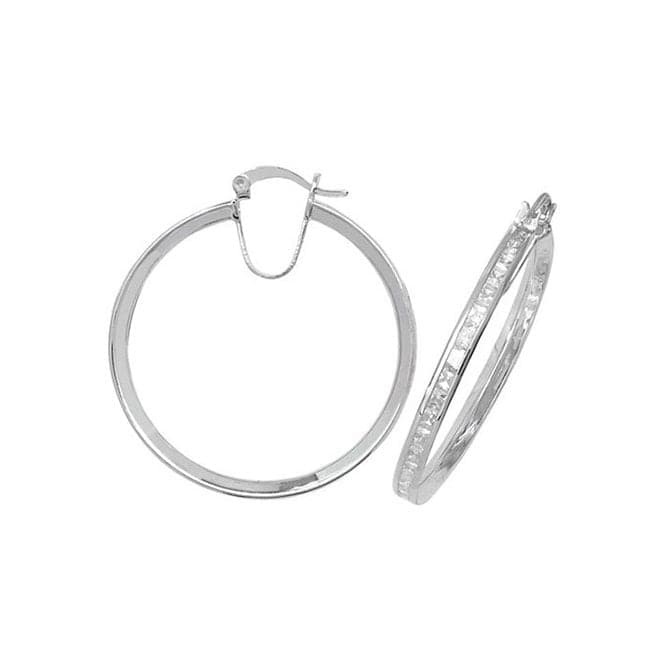 Silver 30mm Zirconia Hoop Earrings G5900Acotis Silver JewelleryTH - G5900