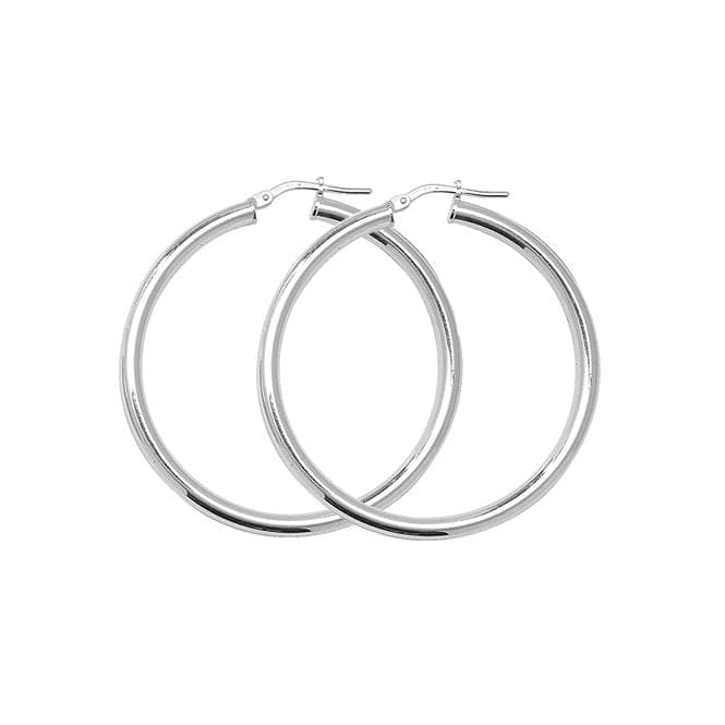 Silver 35mm Plain Hoop Earrings G5188Acotis Silver JewelleryTH - G5188