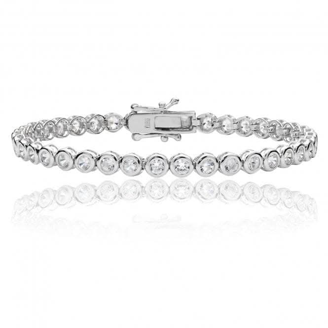 Silver 3mm Round Rub Over Set Cubic Zirconia Line Bracelet SBG0011Silver & CoSBG0011