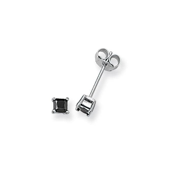 Silver 3mm Square Black Zirconia Stud Earrings G5552BKAcotis Silver JewelleryTH - G5552BK