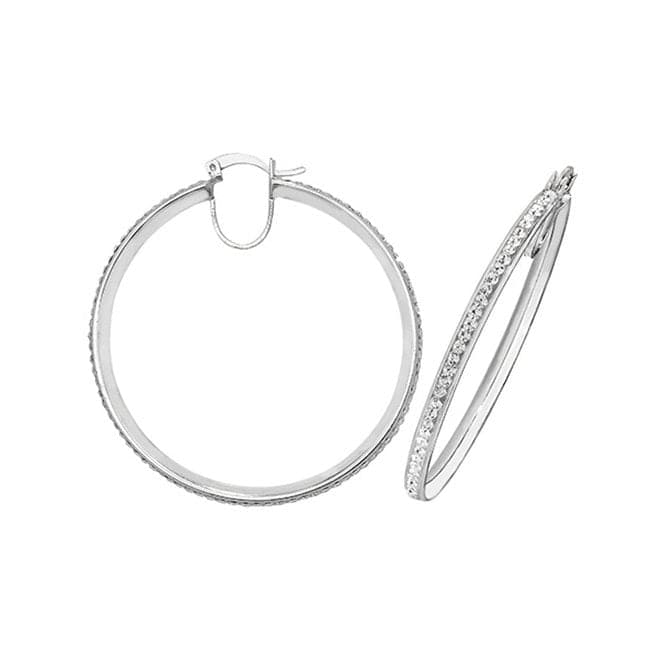 Silver 40mm Crystal Hoop Earrings G51020Acotis Silver JewelleryTH - G51020