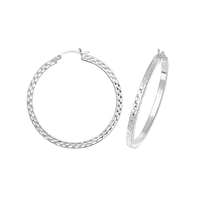 Silver 40mm Dia Cut Hoop Earrings G5735Acotis Silver JewelleryTH - G5735