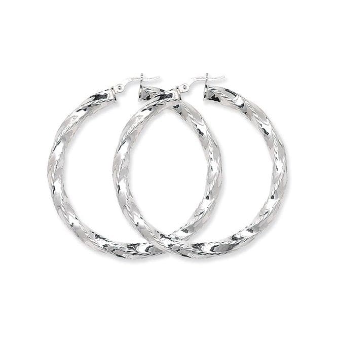 Silver 40mm Dia Cut Twisted Hoop Earrings G5189Acotis Silver JewelleryTH - G5189