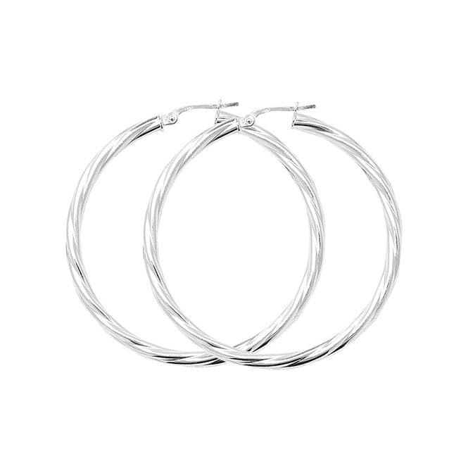 Silver 40mm Twisted Hoop Earrings G5104Acotis Silver JewelleryTH - G5104