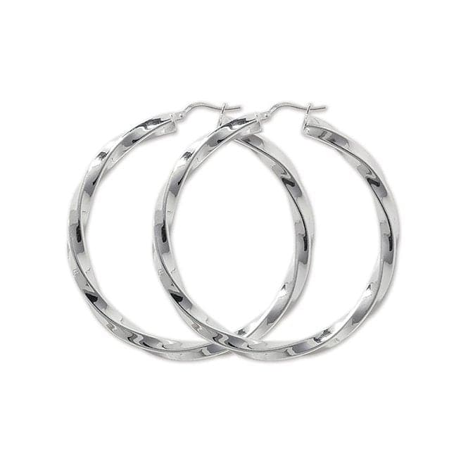 Silver 40mm Twisted Hoop Earrings G5114Acotis Silver JewelleryTH - G5114