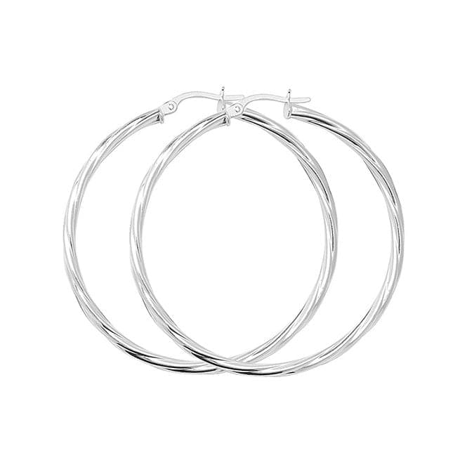 Silver 40mm Twisted Hoop Earrings G5979Acotis Silver JewelleryTH - G5979