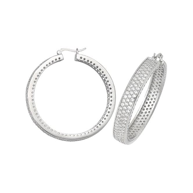 Silver 40mm Zirconia Hoop Earrings G5996Acotis Silver JewelleryTH - G5996