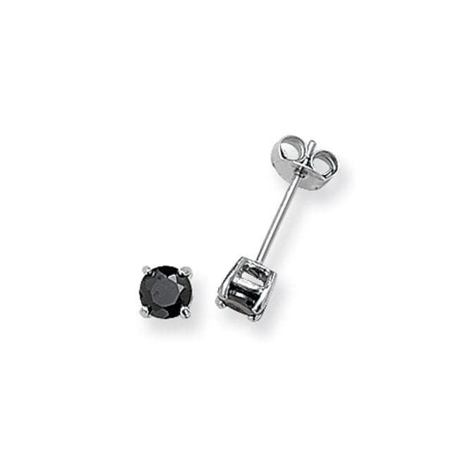 Silver 4mm Round Black Zirconia Stud Earrings G5551BKAcotis Silver JewelleryTH - G5551BK