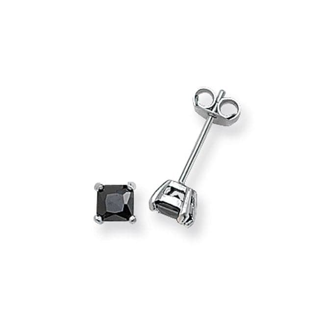 Silver 4mm Square Black Zirconia Stud Earrings G5553BKAcotis Silver JewelleryTH - G5553BK