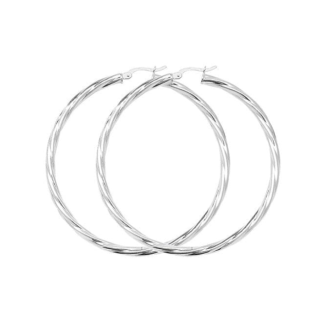 Silver 50mm Twisted Hoop Earrings G5105Acotis Silver JewelleryTH - G5105