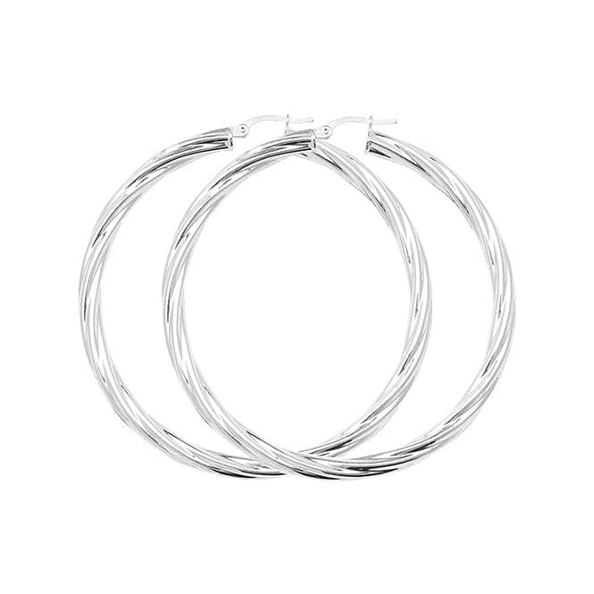 Silver 50mm Twisted Hoop Earrings G5110Acotis Silver JewelleryTH - G5110