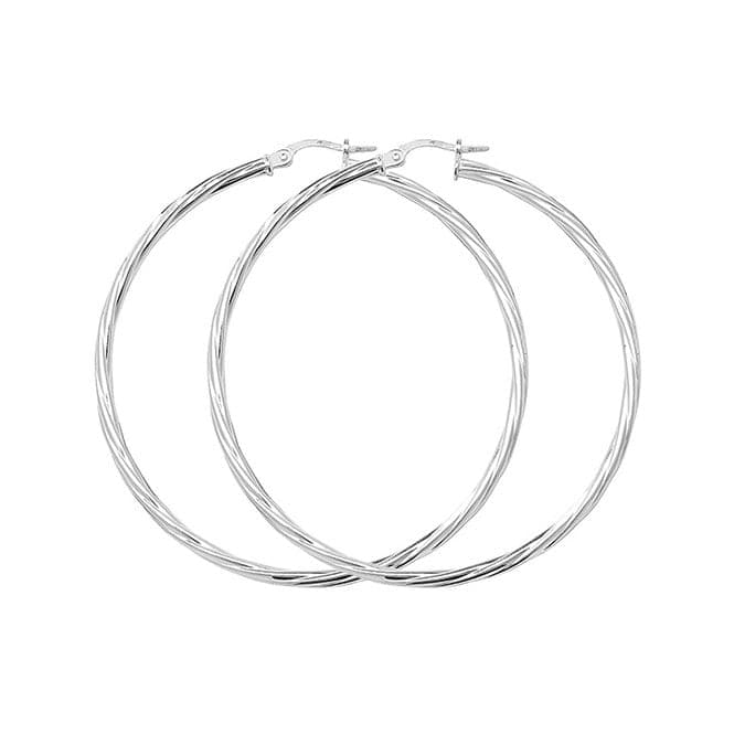 Silver 50mm Twisted Hoop Earrings G5980Acotis Silver JewelleryTH - G5980
