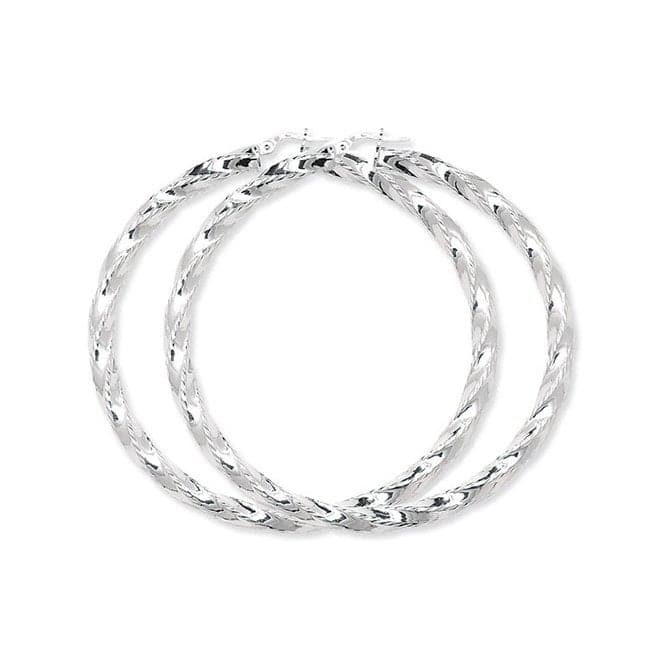 Silver 60mm Dia Cut Twisted Hoop Earrings G5187Acotis Silver JewelleryTH - G5187