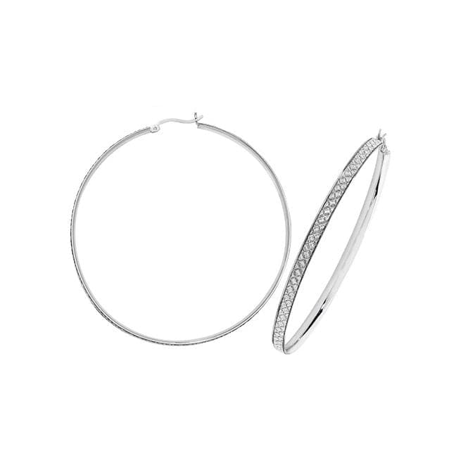 Silver 60mm Moondust Hoop Earrings G51133Acotis Silver JewelleryG51133 - 10