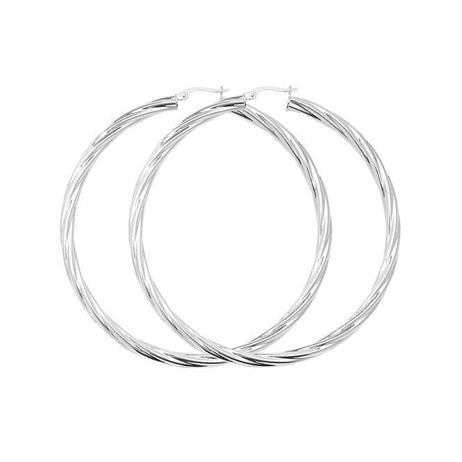 Silver 60mm Twisted Hoop Earrings G5973Acotis Silver JewelleryTH - G5973