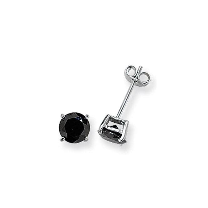 Silver 6mm Round Black Zirconia Stud Earring G5136BKAcotis Silver JewelleryTH - G5136BK