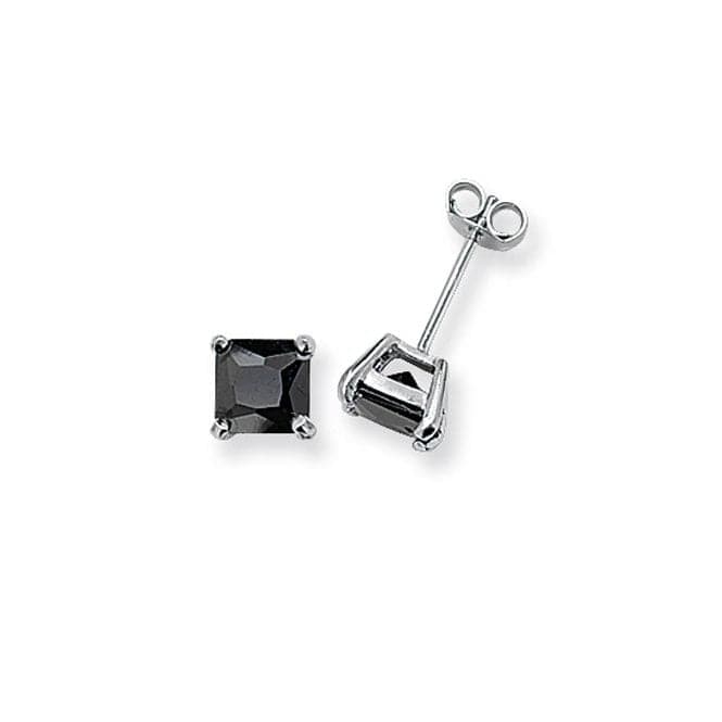 Silver 6mm Square Black Zirconia Stud Earring G5145BKAcotis Silver JewelleryTH - G5145BK