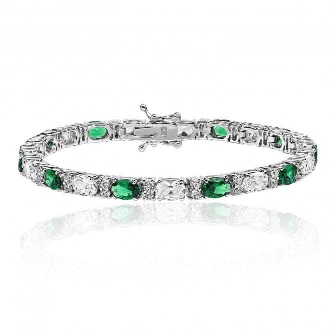 Silver 6X4 Oval Emerald Cubic Zirconia Claw Set Bracelet SBG0034EMSilver & CoSBG0034EM