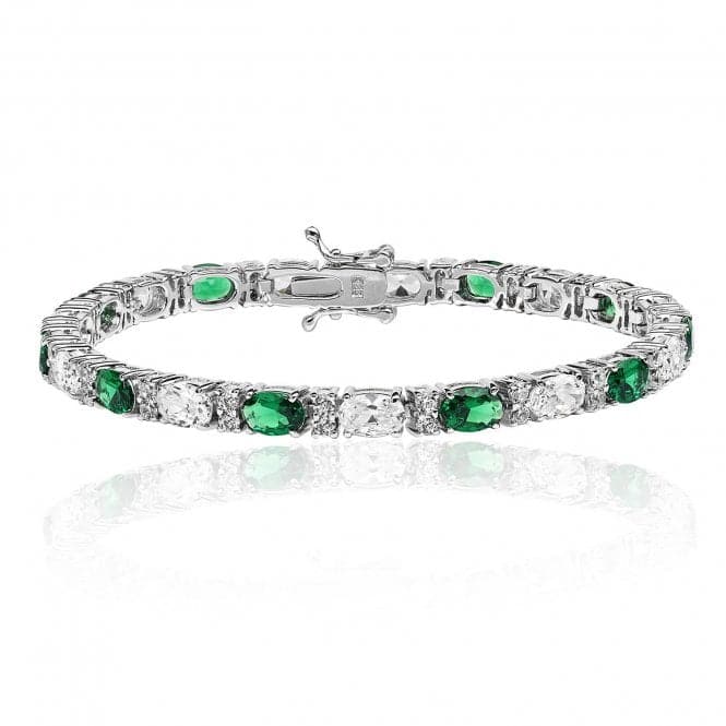 Silver 6X4 Oval Emerald Cubic Zirconia Claw Set Bracelet SBG0034EMSilver & CoSBG0034EM