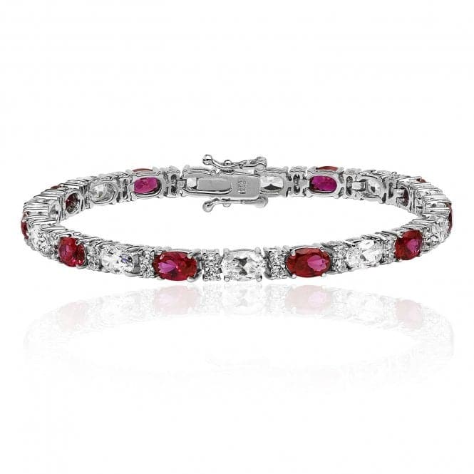 Silver 6X4 Oval Ruby Cubic Zirconia Claw Set Bracelet SBG0034RUSilver & CoSBG0034RU