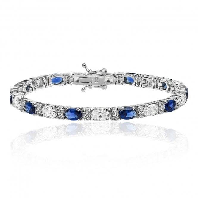 Silver 6X4 Oval Sappire Cubic Zirconia Claw Set Bracelet SBG0034SASilver &amp; CoSBG0034SA