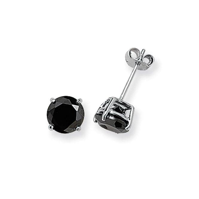 Silver 7mm Round Black Zirconia Stud Earring G5137BKAcotis Silver JewelleryTH - G5137BK