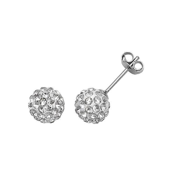 Silver 8mm Crystal Ball Stud Earrings G5359Acotis Silver JewelleryTH - G5359