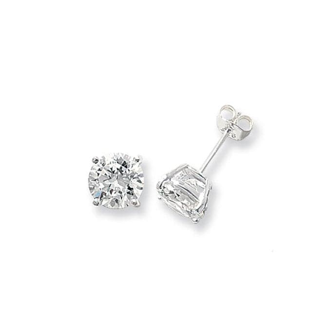 Silver 8mm Round Zirconia Stud Earring G5138CZAcotis Silver JewelleryTH - G5138CZ