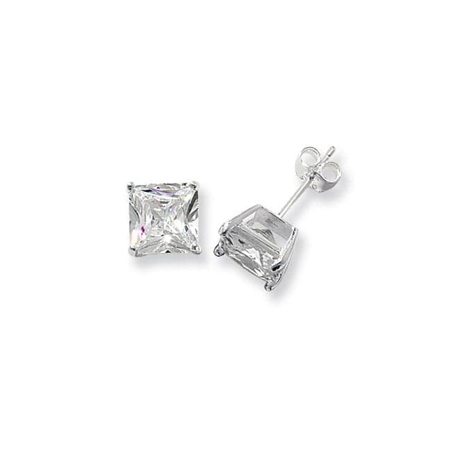 Silver 8mm Square Zirconia Stud Earring G5147CZAcotis Silver JewelleryTH - G5147CZ