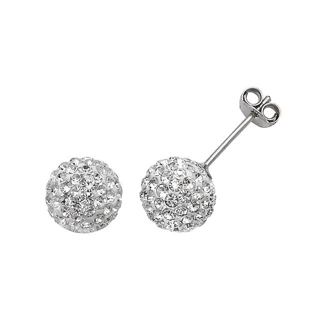 Silver 9mm Crystal Ball Stud Earrings G5473Acotis Silver JewelleryTH - G5473